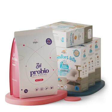 4x stelivo Quick&Clean, 4x6 l + 1x Probio krmivo KITTEN, 2 kg