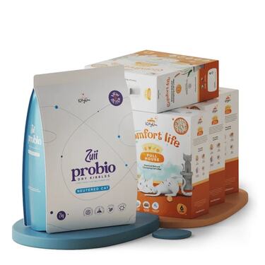 4x stelivo Full House, 4x6 l + 1x Probio krmivo NEUTERED, 2 kg